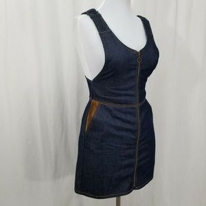 Zara Z1975 Denim Dress w Brown Pockets w Straps.